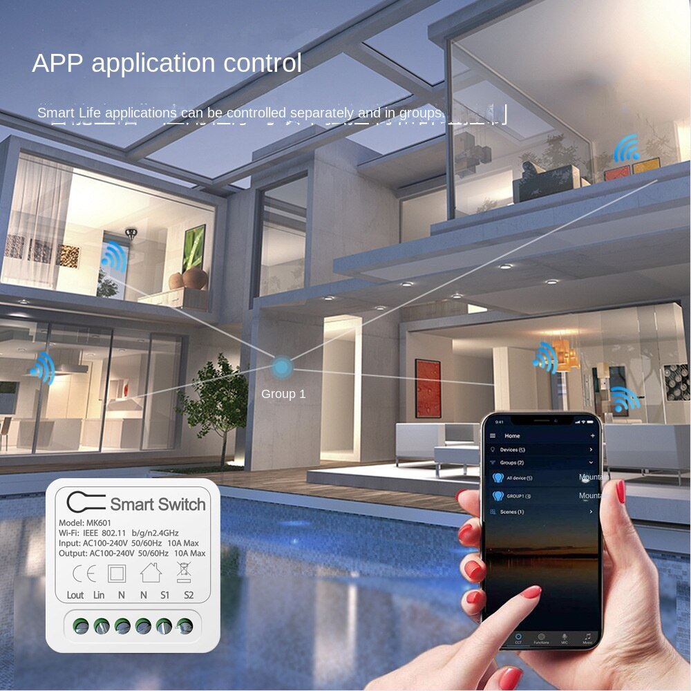 Tuya – Mini commutateur WiFi intelligent, 10a, 16a, 2 voies, Module de contrôle domotique, fonctionne avec Alexa Google Home Yandex Alice Smart Life