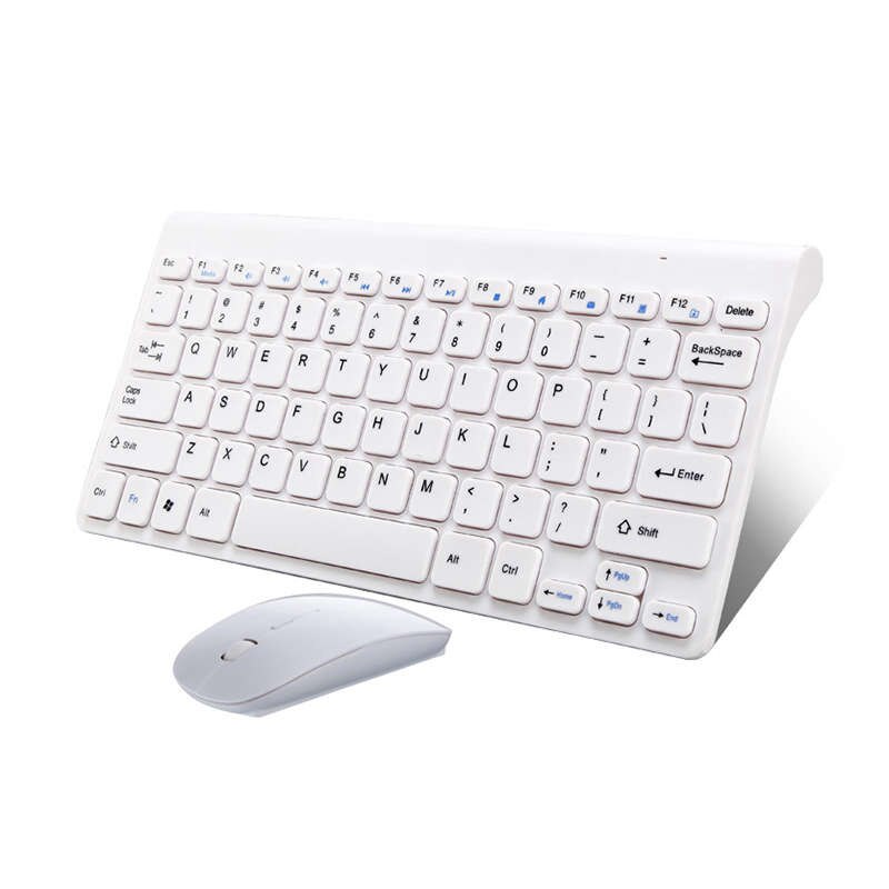 Mini Wireless Mouse Keyboard For Laptop Desktop Mac Computer Home Office Ergonomic Gaming Keyboard Mouse Combo Multimedia: White