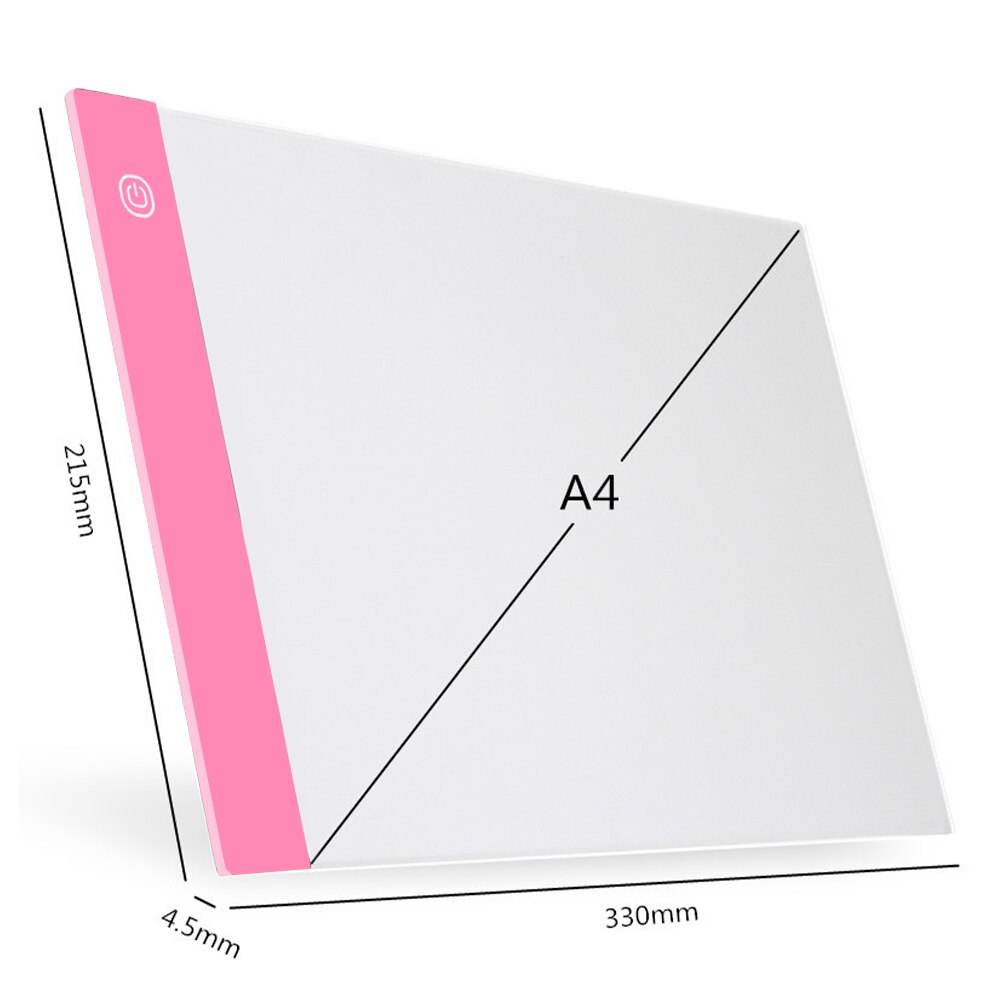 LED Drawing Tablet - A4 Size - USB Interface - 1920x1080 Resolution - Digital Graphics Pad: Pink