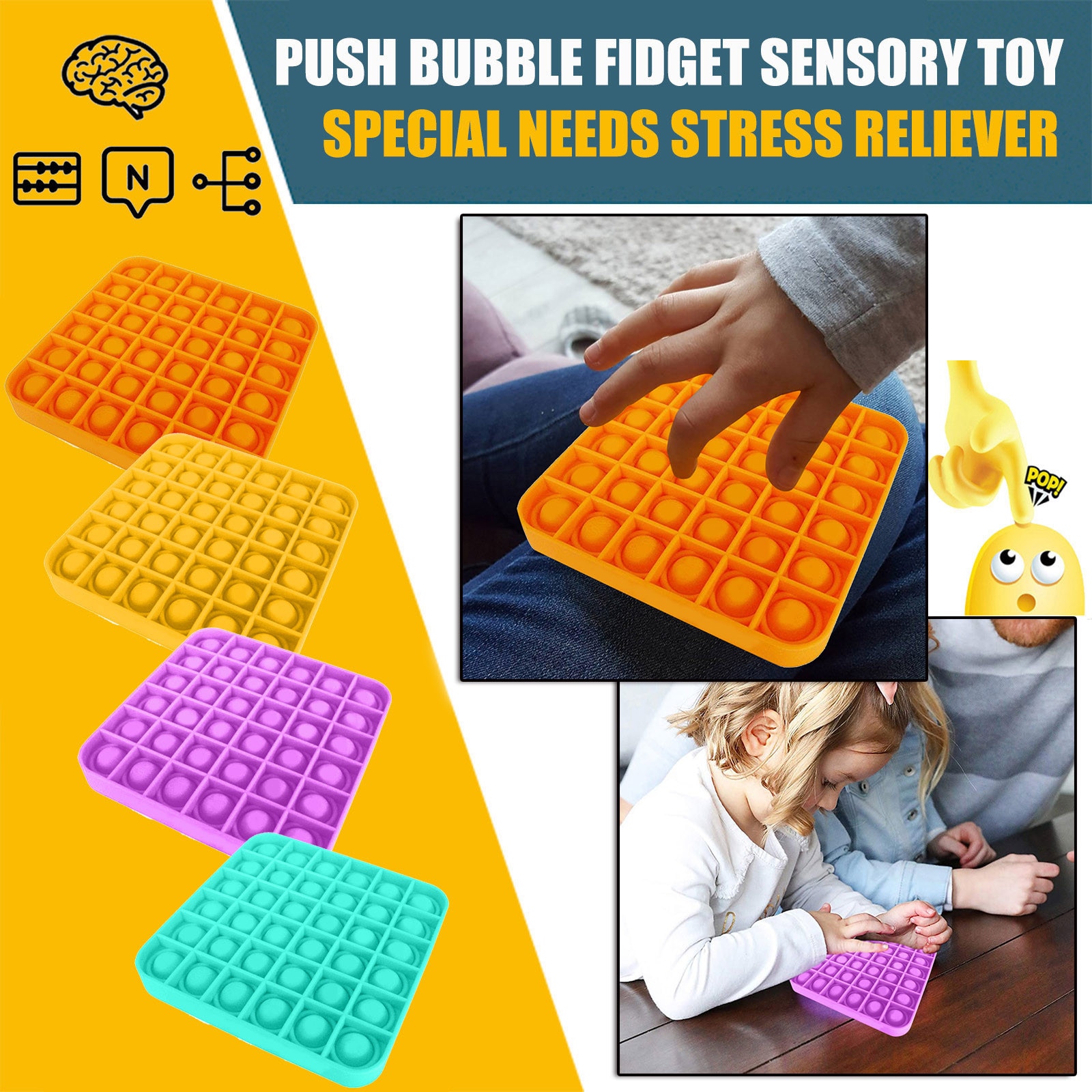 Volwassen Kids Funny Antistress Speelgoed Push Bubble Fidget Zintuiglijke Speelgoed Autisme Speciale Behoeften Stress Reliever Speelgoed Squishy #50