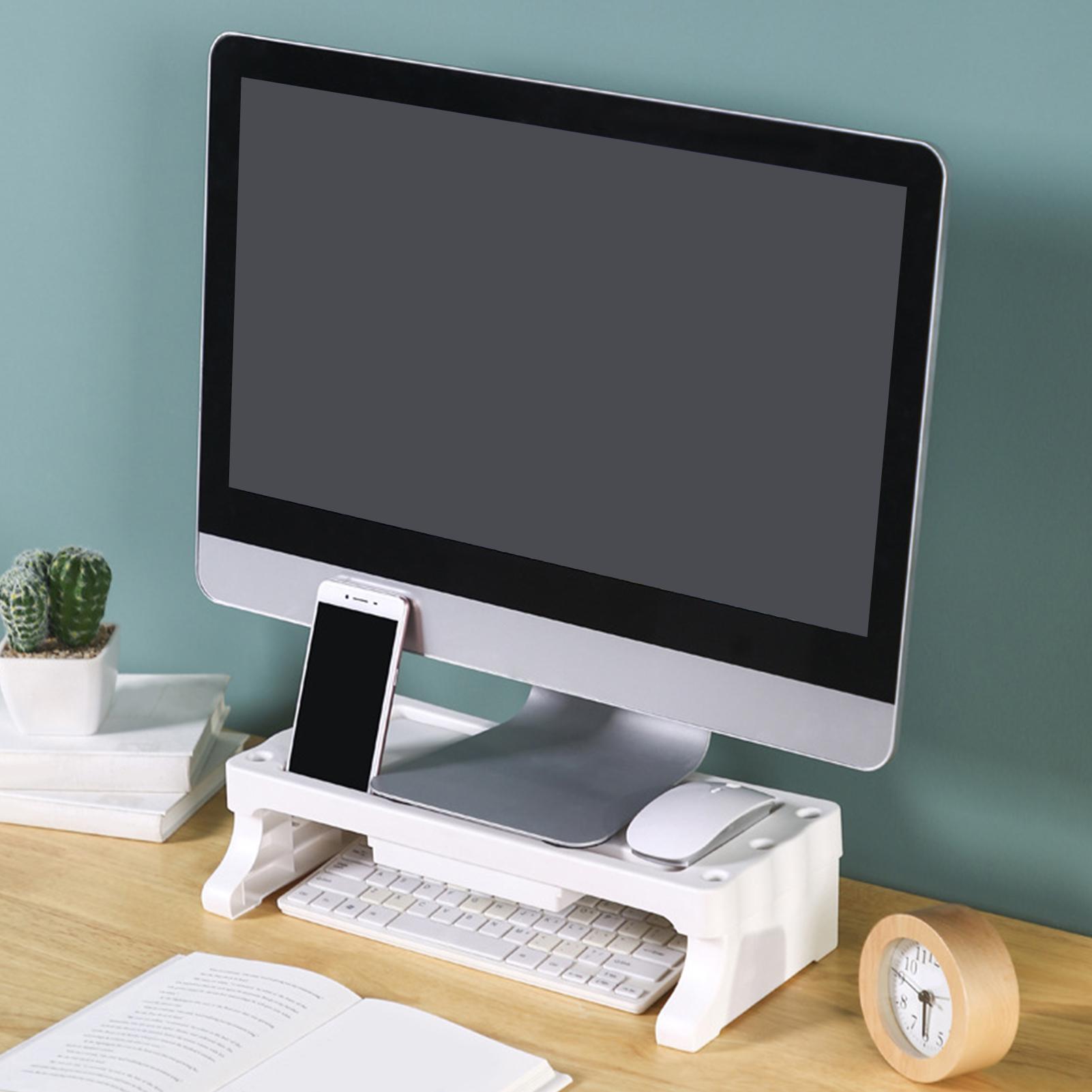 Multifunctional Durable Computer Monitor Riser Stand Support Phone Keyboard Storage Rack Screwless Installation