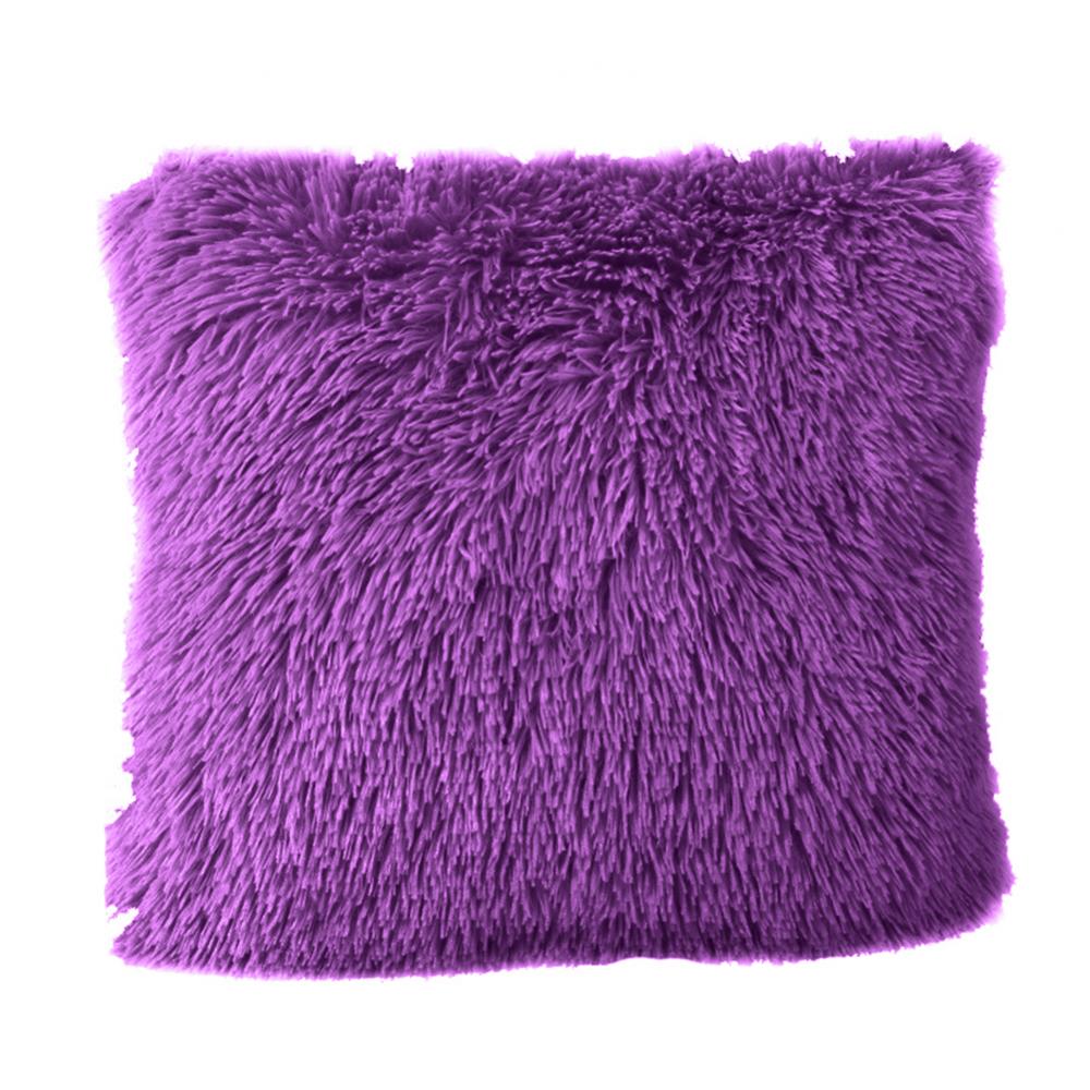 Coussin moelleux couverture douce taie d'oreiller jeter maison lit canapé voiture décoration fausse fourrure peluche housse de coussin canapé décor 43*43 cm: Violet