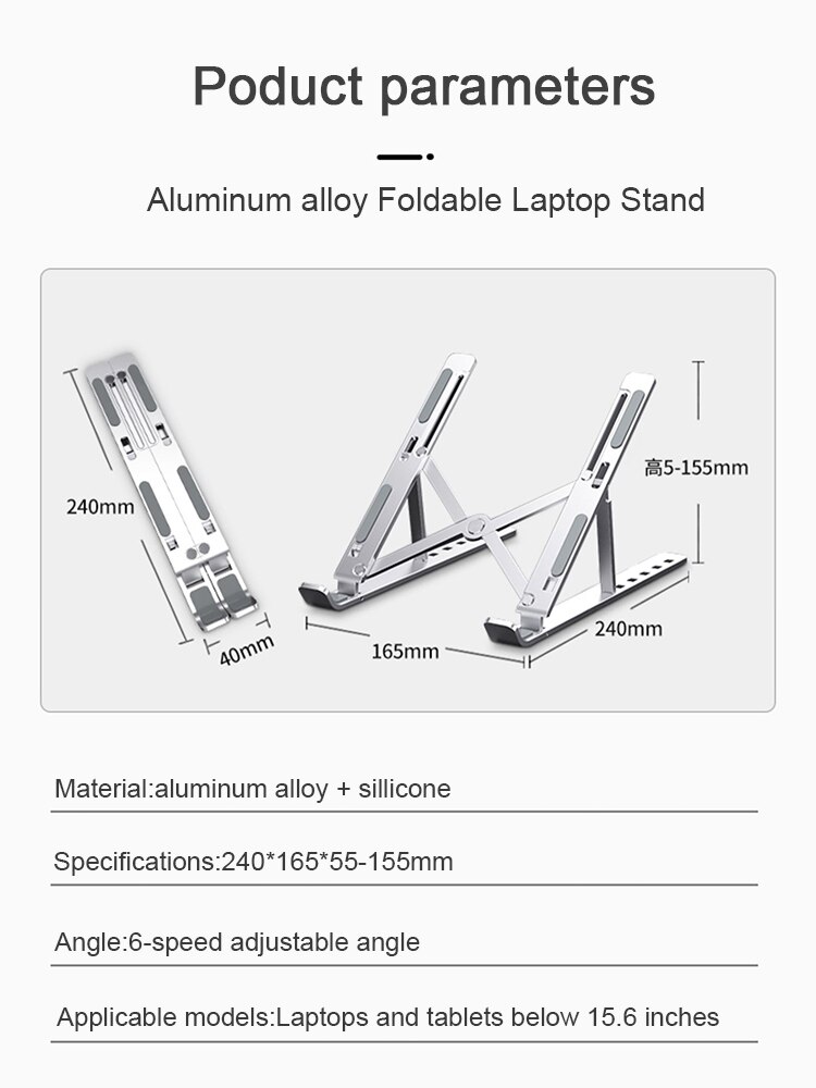 laptop stativ til macbook pro bærbar pc-stativ aluminiumslegering sammenleggbar tablett stativbrakett laptop holder til bærbar pc
