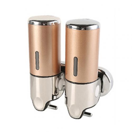 500ml 1/2/3 Bottle Liquid Soap Dispenser Wall Mounted Shower Body Lotion Plastic Detergent Shampoo Dispenser Bathroom Products: Golden / 2 Bottle