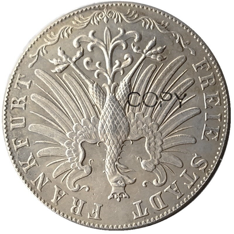 Uncirculated 1855 Duitsland 2 gulden Frankfurt-Vrede Au Details CollectibleE Zilver Verzilverd Copy Verzilverd Kopie