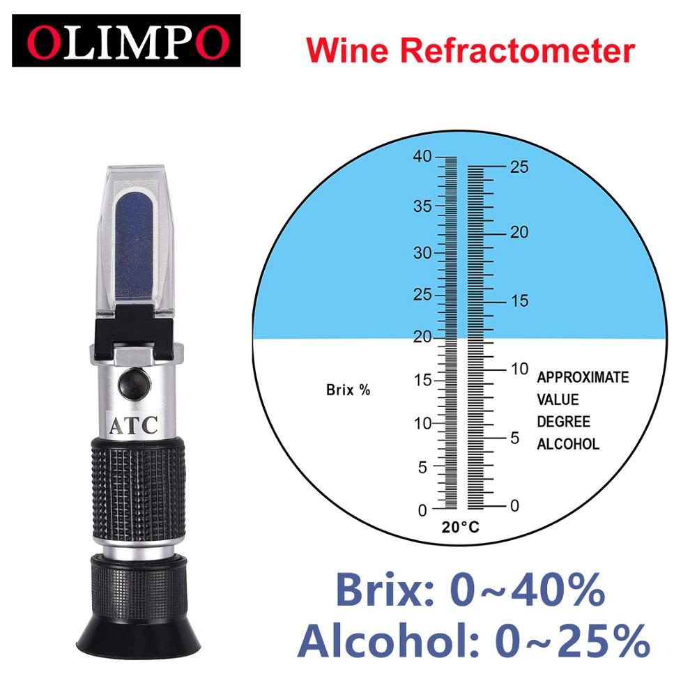 Alcohol Refractometer Suiker Wijn Concentratie Meter Densitometer 0-25% Alcohol 0-40% Brix Druiven