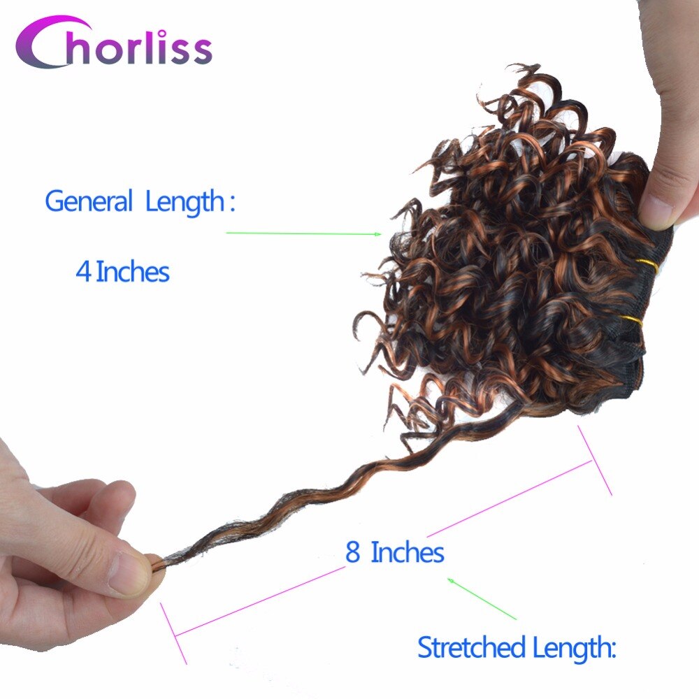 Chorliss 8 "afro kinky tukka kudonta synteettisten hiusten pidennykset ombre viininpunainen kutoa virkkaa hiukset kuteen 105g/ erän 3 kpl / erä