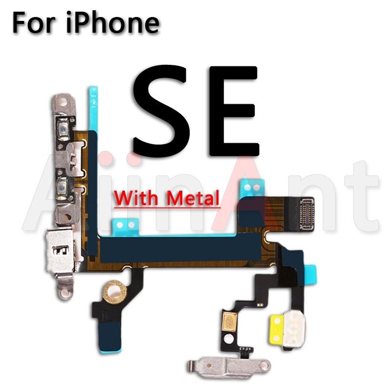 Aiinant original power flex til iphone 6 6s 7 8 plus 5 5s se mute & volume power-knapper nøgleafbryder flex kabel reparationsdele: Til iphone se