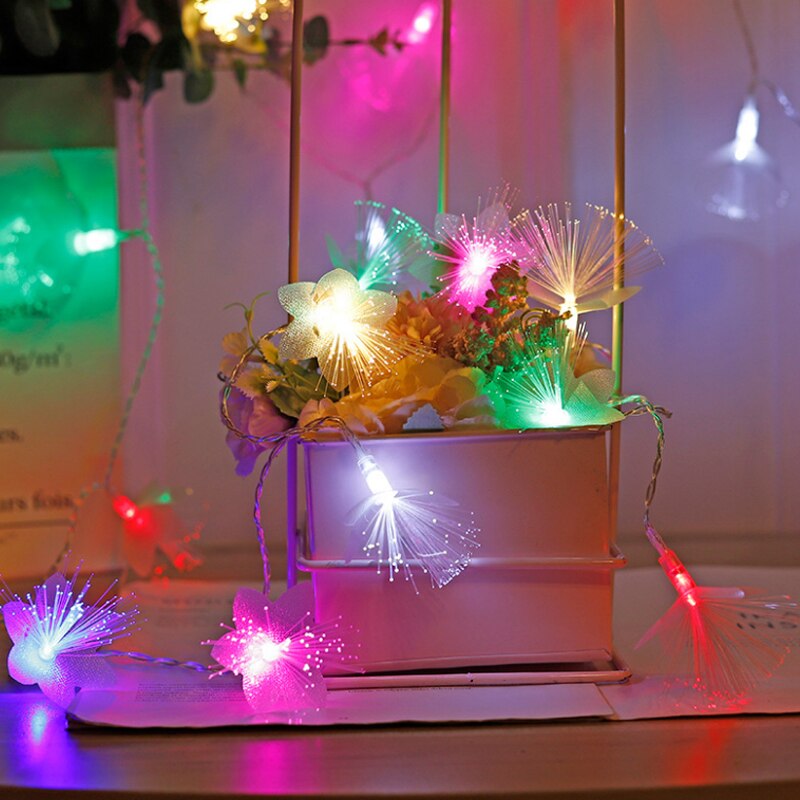 LED Fiber Flower Lights String Waterproof Fairy Garland Lamp Living Room Store Year Decoration AA Battery/USB Light String: Multicolor / 6M 40LED / USB Powered