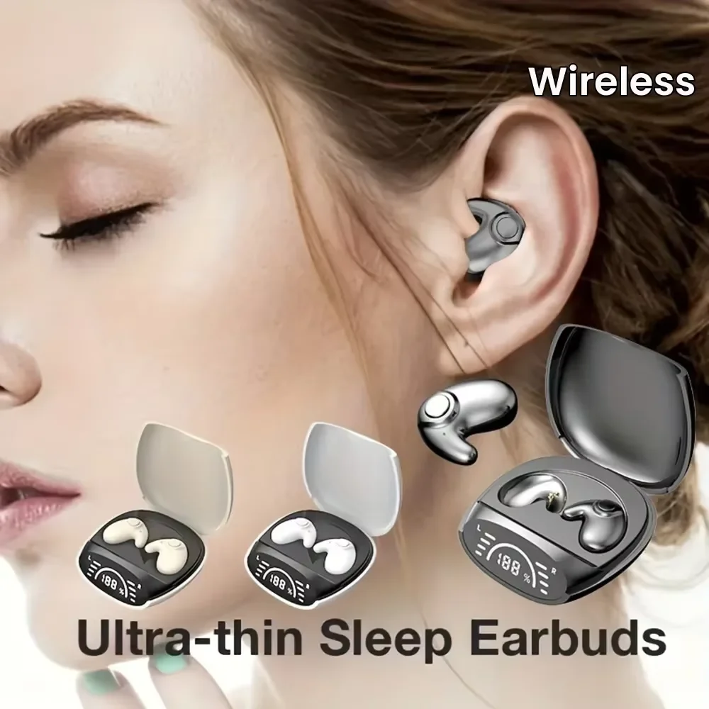 Bluetooth sports 5.3 langattomat korvatulpat, erittäin ohuet, näkymättömyyttä ja melua vaimentavat urheilukuulokkeet kaikille älypuhelimille