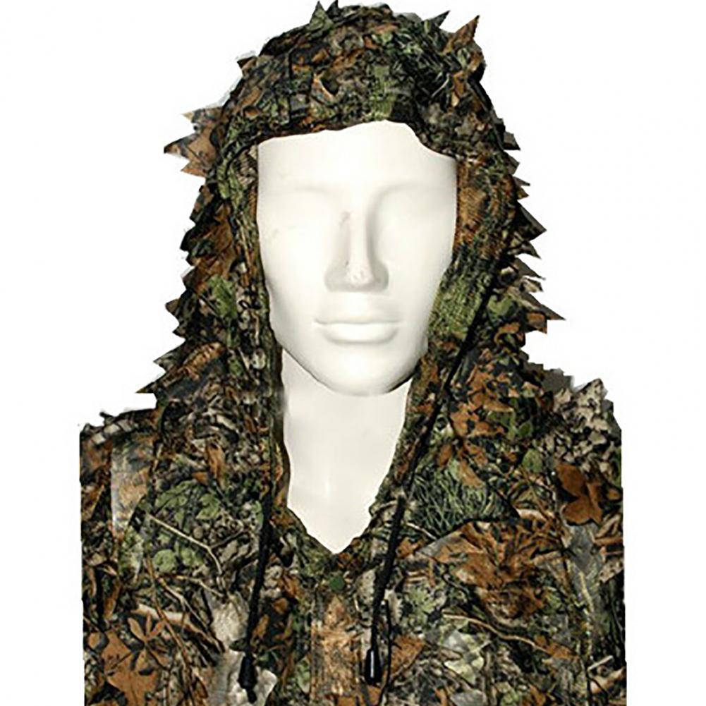 Combinaison de chasse et Camouflage à capuche pour hommes et femmes, 2 pièces/ensemble, motif feuilles 3D, tenue d&#39;extérieur légère