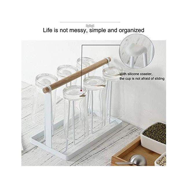 Bottle Drying Rack Cup Drying Holder Drain Cup Rack Bottle Drying Organizer with Wood Handle Upside Down Drain Cup Holder