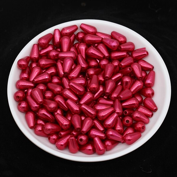 100p 6x10mm gouttelette ABS Imitation perle entretoise perles en vrac pour collier de perles bricolage boucle d'oreille fabrication de bijoux fournitures: siam