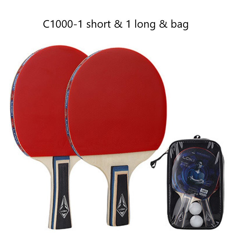 Loki-paletas de Ping Pong para principiantes, raqueta de tenis de mesa con 5 hojas de madera, 1 par de granos de goma: C1000-1CS 1FL