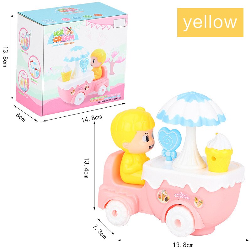 Elektrische Pretend Play Food Set Ijs Winkelwagen Speelgoed Jongens En Gires Speelgoed Met Muziek En Licht: yellow
