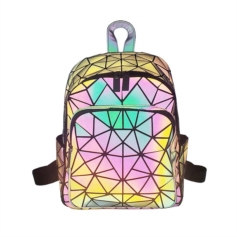 Crocrogo laser holográfico geométrico reflexivo luminoso trabalho portátil mochila moda viagem negócios escola praia bolsa de ombro