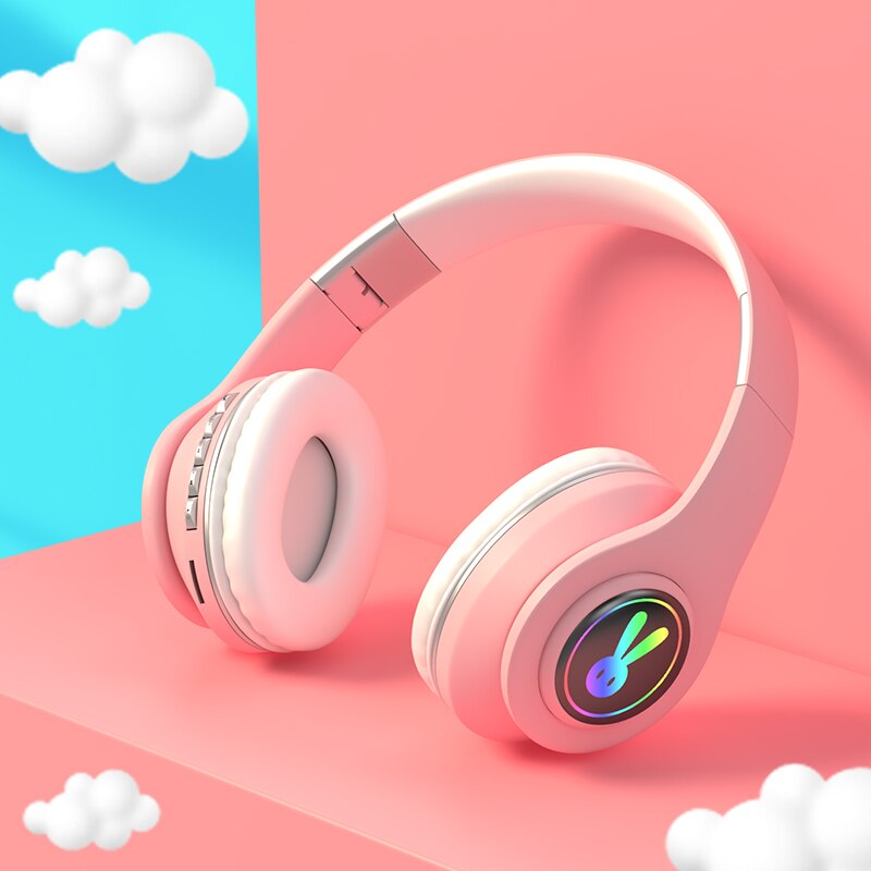 Wireless Cat Ear Headphones - Bluetooth 5.0 - LED Lights - 10h Playtime - TF Card/Aux - With Mic