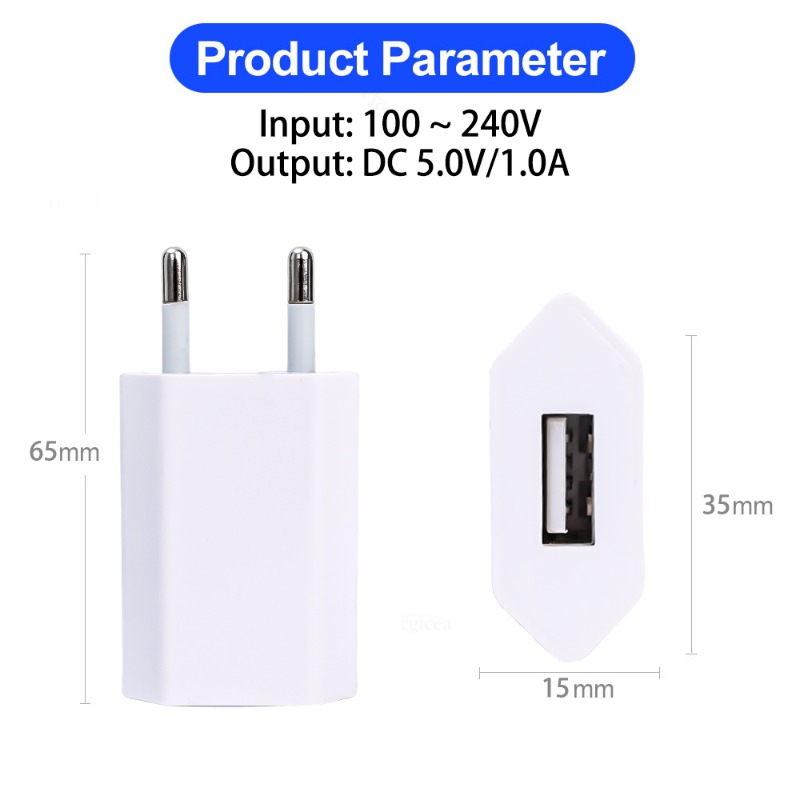 5/1 Uds. Cargador USB con enchufe europeo 5W carga rápida 5V 1A cargador de teléfono de pared para viaje en casa adaptador de fuente de alimentación para teléfono móvil X/8/7/6/5