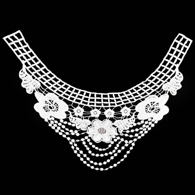 Coupes de Guipure pour vêtements, col décolleté en dentelle blanche et noire brodées 3D, fleurs exquises, artisanat bricolage couture