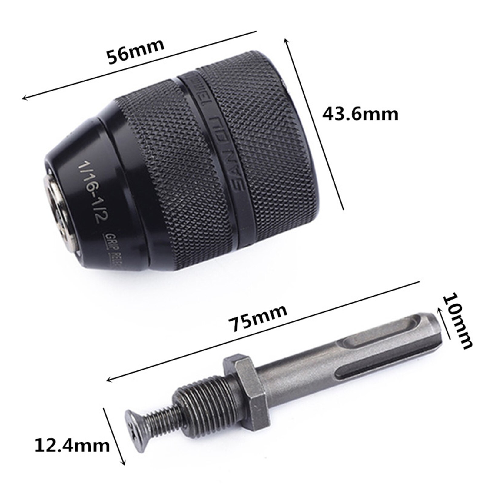 Portabrocas SDS sin llave de impacto de alta resistencia, adaptador de cambio rápido, convertidor de acero de cromo vanadio para taladros eléctricos, 2mm-13mm