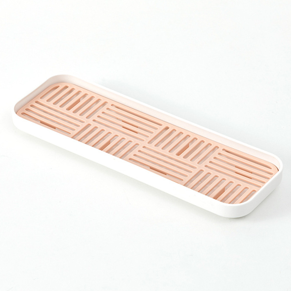 Storage Tray Kitchen Accessory Double Layers Fruit Vegetables Home Detachable Cutlery Drying Dish Drainer Cup Organizer: Pink Orange S