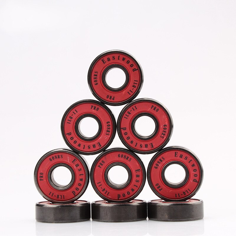 Rodamientos de patines de acero cromado, ILQ-11 de rodamientos de patinaje de ranura profunda 608RS, 8x22x7mm, deslizamiento de Slalom de ABEC-11, 16 unids/set/juego