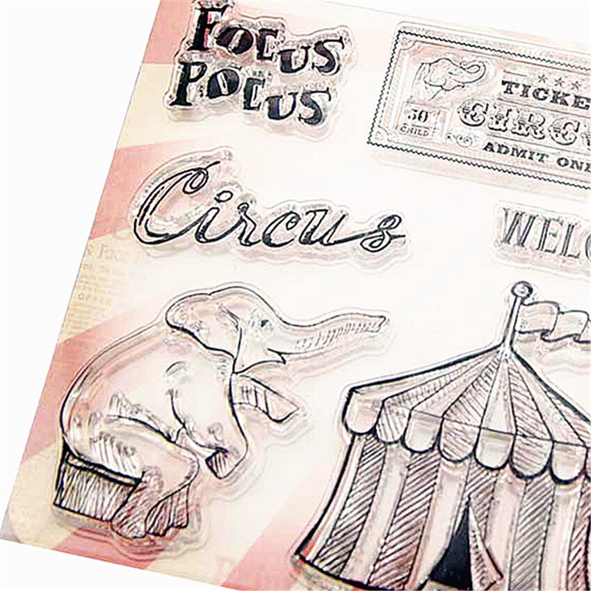 10x10cm Elephant circus Transparent Clear Stamps Silicone Seals Roller Stamp DIY scrapbooking photo album/Card Making Christmas
