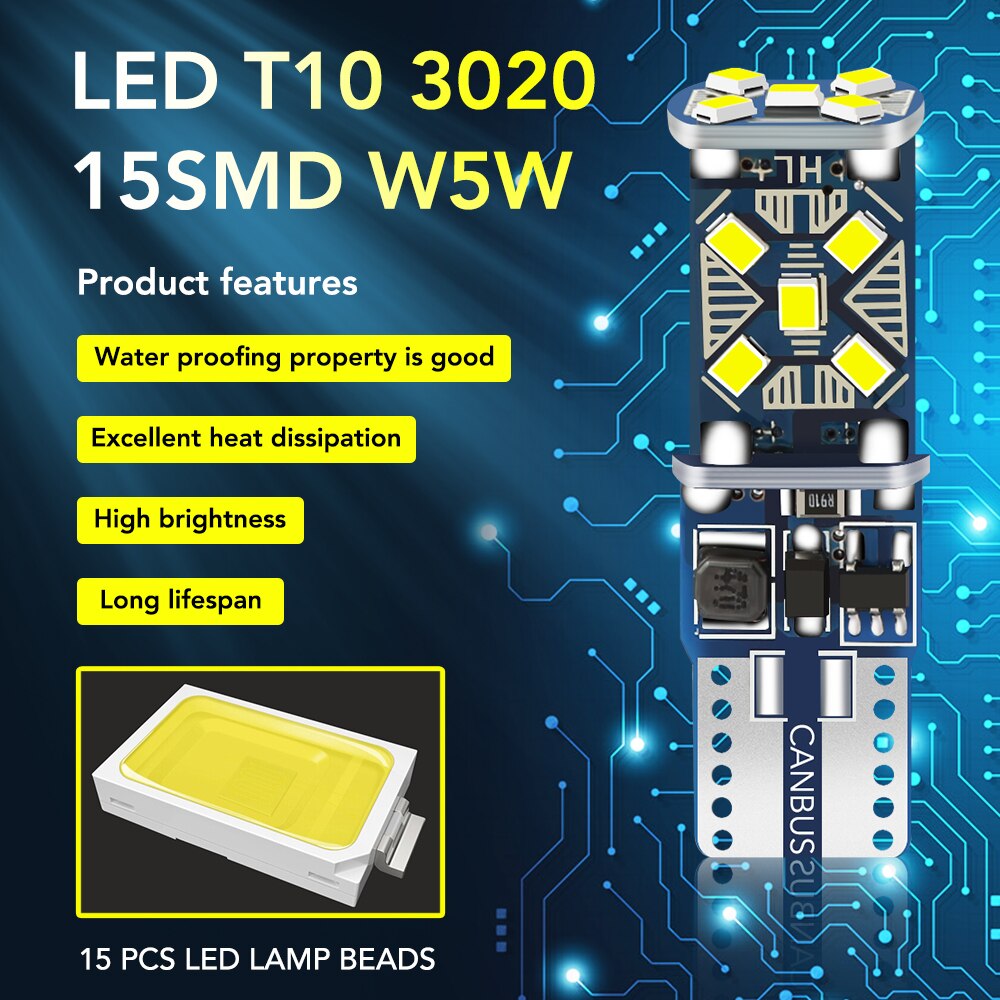 Luces LED de estacionamiento para coche, accesorio superbrillante T10 W5W para Chevrolet Cruze OPEL MOKKA ASTRA J Hyundai Solaris Accent, 2 uds.