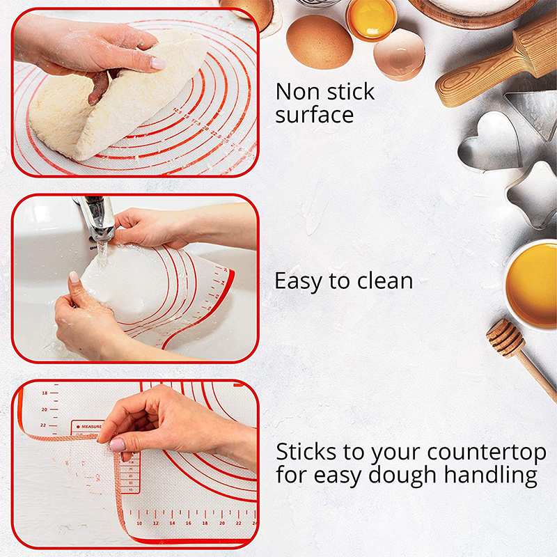 Large Size Silicone Baking Mat Pastry Rolling Kneading Pad Kitchen Pizza Dough Non-stick Pastry Mat with Scale Cooking Pad