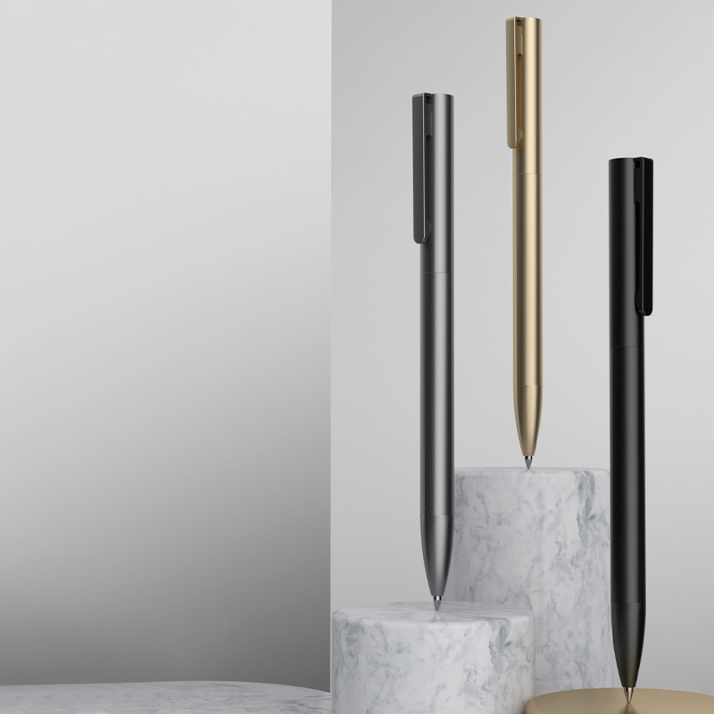 BeiFa Rotating Metal Sign Pen Gel Pens 0.5MM Black Ink Alaminum Alloy Business Pучка Caneta for Office School Suplies