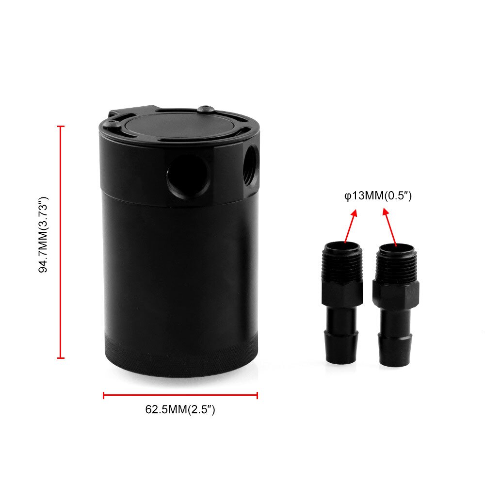 La captura de aceite puede tanque para coche 2 / 3 Puerto extraíble con válvula de combustible separador de aceite de aire de desconcertado de aluminio transpirable hervidor de agua