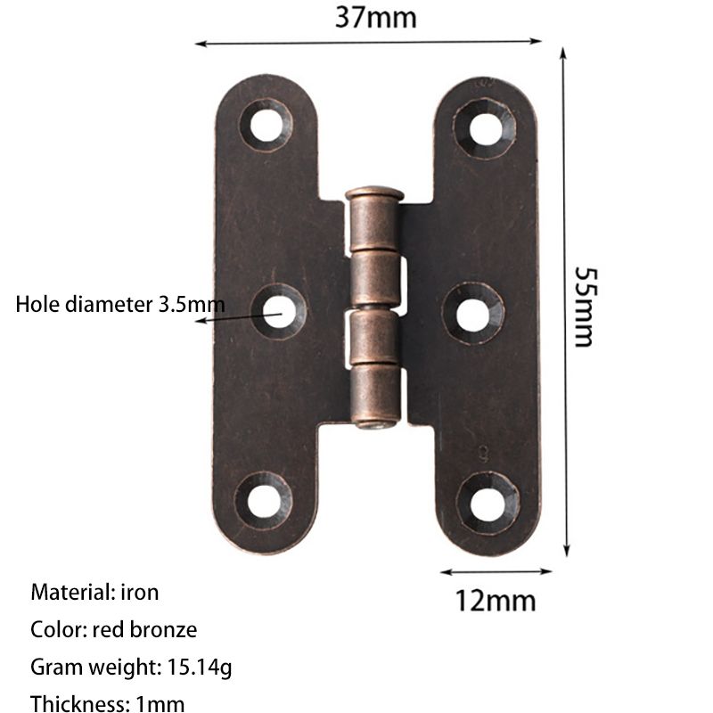 2Pcs/lot 55*35mm Antique Wooden Box Hinge Metal Furnitur H-type 6-hole Hinge Box Cabinet Jewelry Box Invisible Hinge Hardware