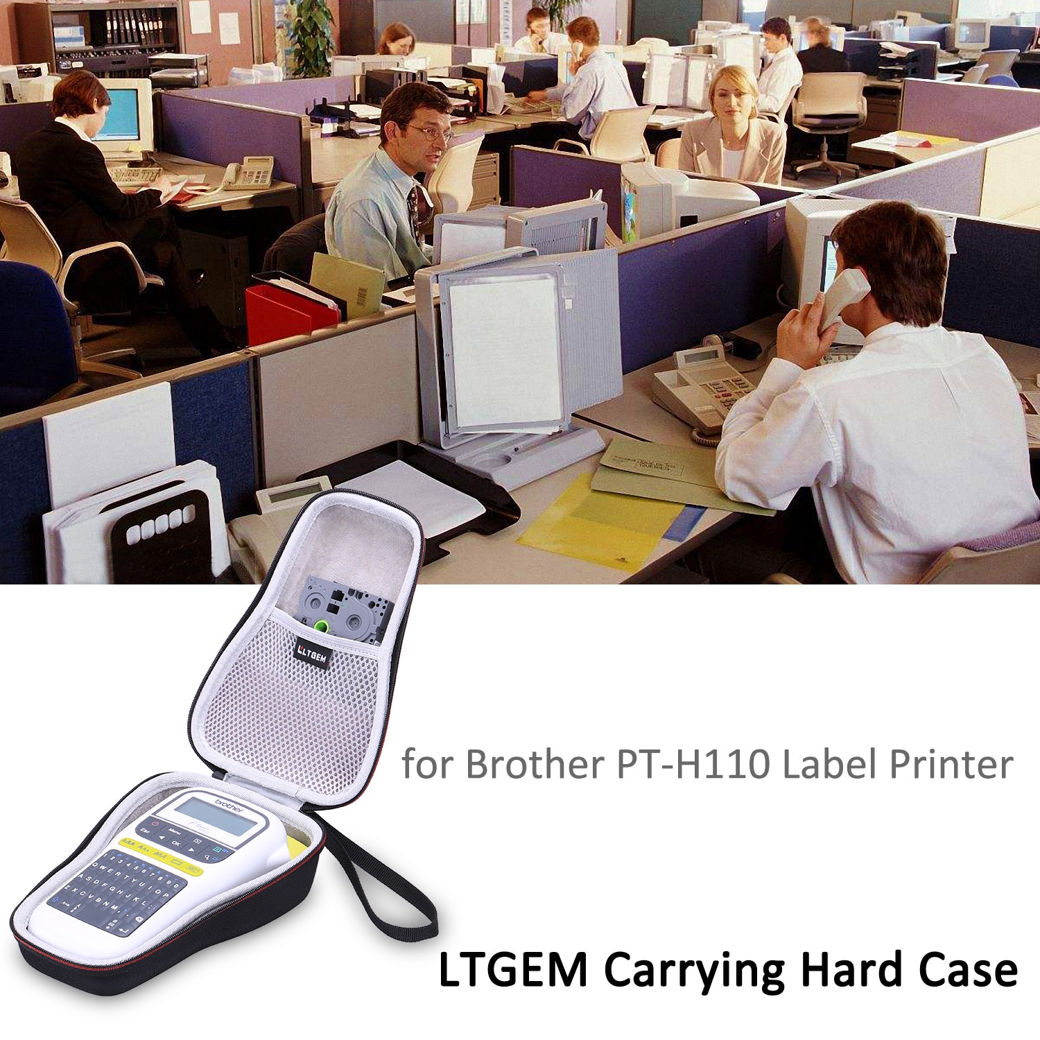 LTGEM EVA Hard Case voor Brother P-Touch PTH110 & PT-H100 Draagbare Label Maker-Reizen Beschermende Draagtas opbergtas