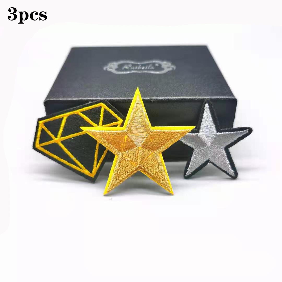 3Pcs Delicatesse Diamond Star Borduren Patch Diy Kleding Rugzak Hoed Decoratieve Doek Plakken Strijken Badge Armband: 1