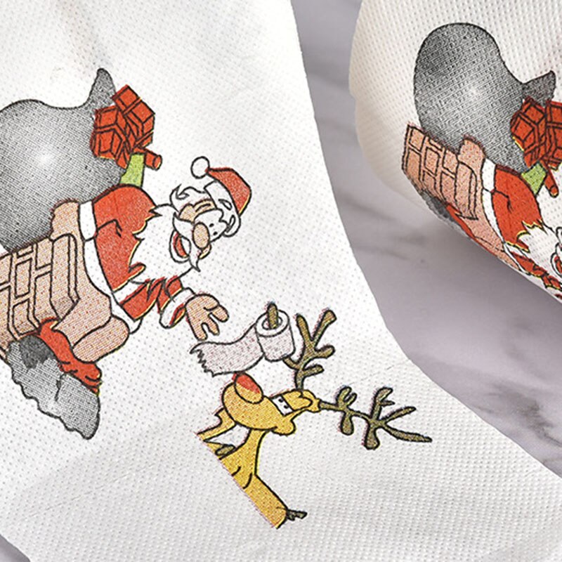 5PC Christmas Printing Paper Toilet Tissues Novelty Roll Toilet Paper Christmas Decoration for Home
