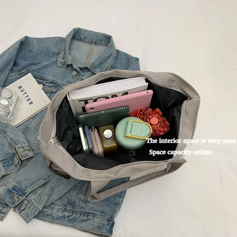 Bolso de mano informal de gran capacidad para mujer, bolso de viaje sencillo, bolso de hombro grande, bolsos estéticos, bolso de mano con cordón