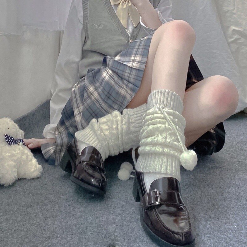 Sweet Girls Leg Warmers Knitted Long Foot Cover for Women Lolita Jk High Elastic Over Knee Leg Warmer Knee-length Heap Heap Sock