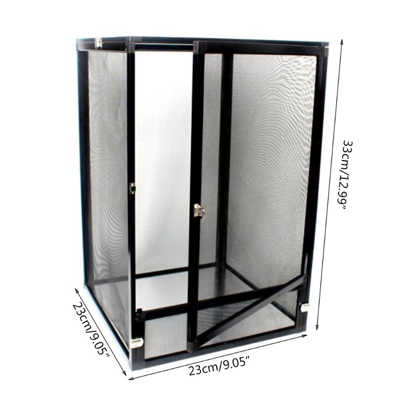 Transparent Insect Habitat Cage Reptile Breeding Box Aluminium Alloy Reptile Feeding Container for Spider Frog Cricket Turtle