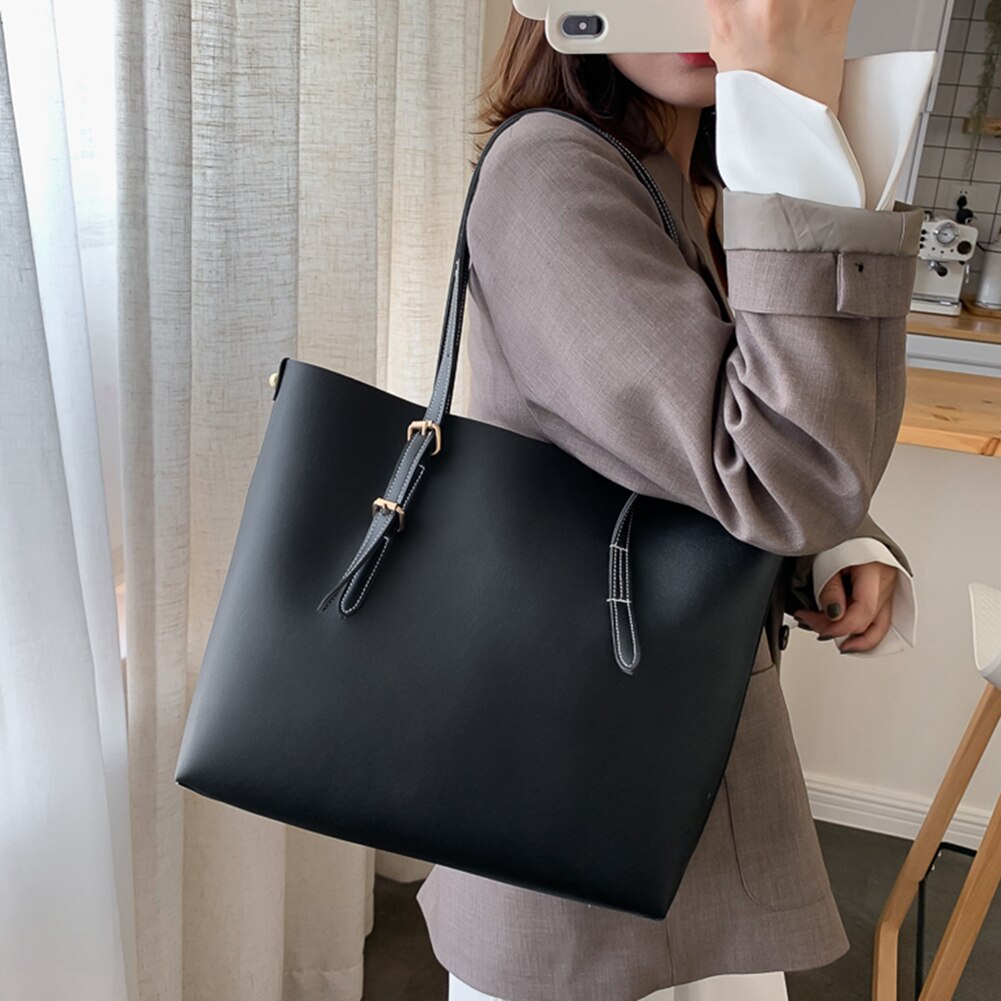 Frauen Schulter Tasche PU Leder Große Kapazität oben-griff Tasche Einfarbig Weibliche Handtasche Täglichen Reise Einkaufen Totes