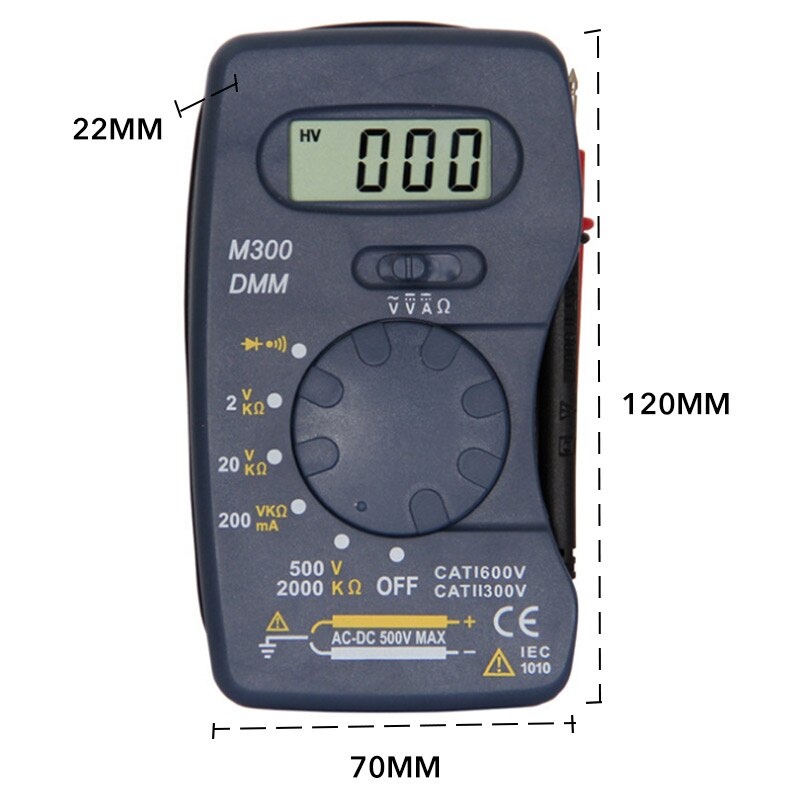 Universele Digitale Multimeter M300/DT83B Handheld Tip Test Multimeter Tester Met Lood Draden Pen Kabel Zwart 1Pcs