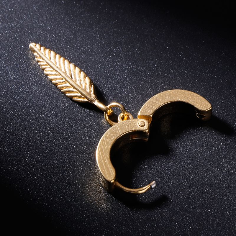 Boucles d'oreilles Punk en forme de plume pour hommes et femmes, 1 pièce, pendentif en acier titane, bijoux de décoration, breloques, masculin
