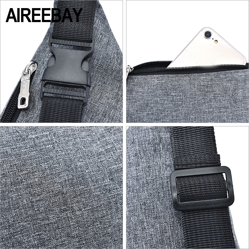 AIREEBAY Waist Bag Women Three Zipper Pocket Chest Handbag Unisex Fanny Pack Ladies Waist Pack Belly Bags Purse