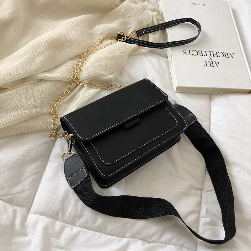 Smooza mini lederen crossbody tassen til kvinner groene keten schouder tas dame reizen portemonnees og håndveske: Svart