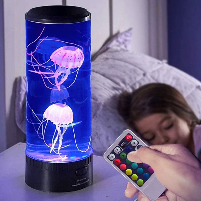 LED Jellyfish Lamp USB/Remote Night Light Color Changing Jellyfish Tank Aquarium Kids Relaxing Mood Fantasy Jellyfish Lamp