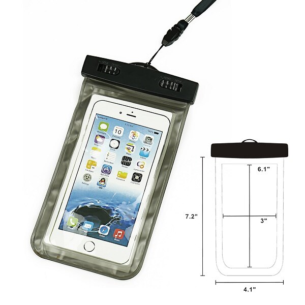 1 stuk 5.5 inch Mobiele Telefoon Pouch Waterdichte Tas Onderwater Dry Case Cover Voor Kano Kayak Rafting Kamp Zwemmen Drifting: zwarte kleur