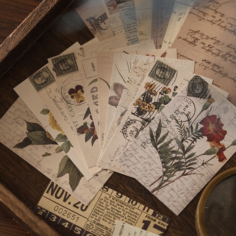 30 Sheets Retro Manuscript Formula Plants Material Paper Junk Journal Planner Scrapbooking Vintage Decorative DIY Craft Paper