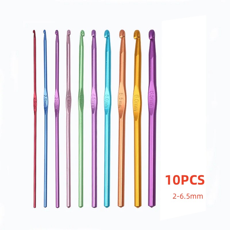 Agujas de tejer de aluminio, juego de ganchillo de Metal para el hogar, manualidades, punto de hilo, suéter, tejido, herramientas de aguja de coser de 2-8mm, 8 Uds./10 Uds.: Gris oscuro