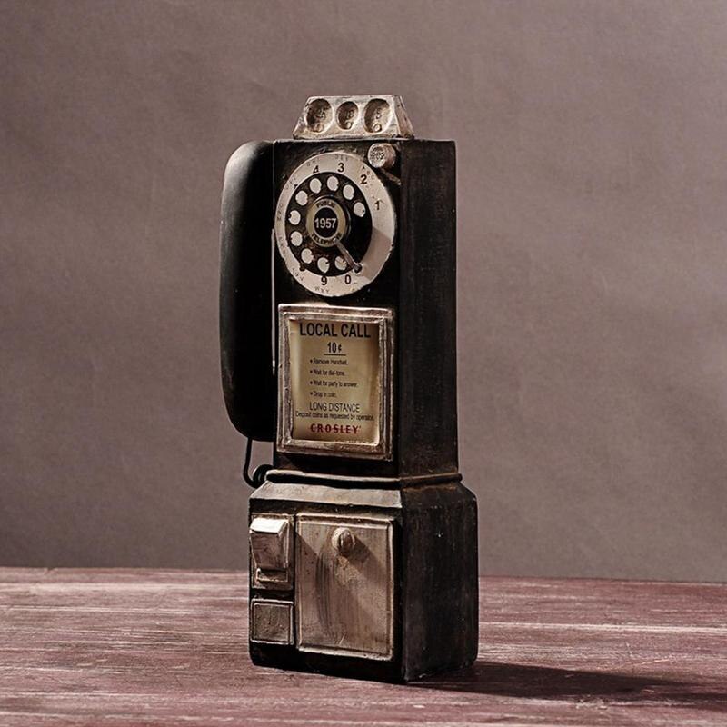 Figurines de téléphone Vintage, décoration de maison, modèle de téléphone mural suspendu, artisanat rétro, décoration de meubles, Q2R2