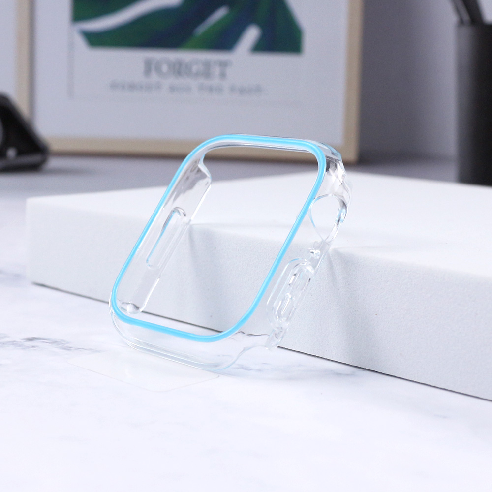 Lichtgevende behuizing voor Apple Watch-serie 9 8 7 6 5 4 3 SE 45 mm 41 mm 38 mm 42 mm 40 mm 44 mm 49 mm Glow PC Cover Frame iWatch-accessoires: Blue / 1 inch