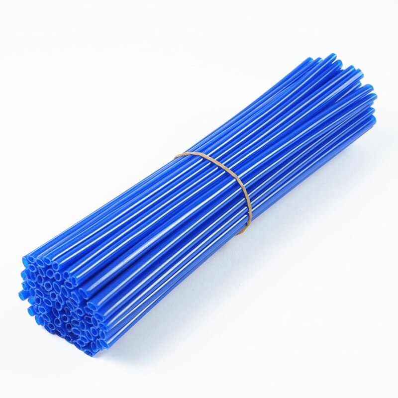 Llanta de rueda de motocicleta de 24cm, tubo fluorescente de radios, cubierta protectora de rueda de moto de cross, radios decorativos, 72 unids/set por juego: Azul